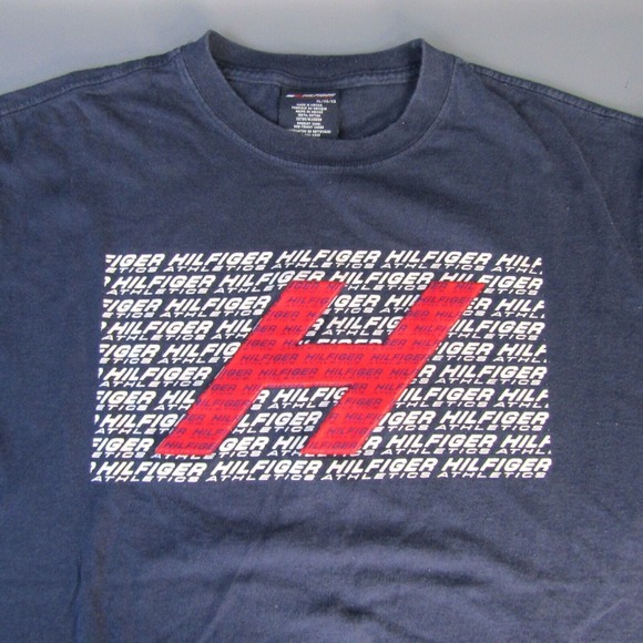 Tommy Hilfiger Athletics T-Shirt Men's Size XL Navy Blue‎ Spell-Out Logo - Picture 1 of 7